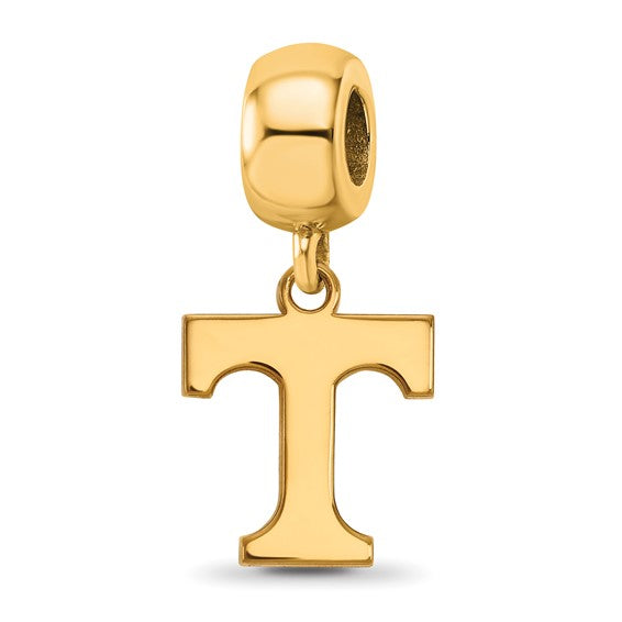 SS w/GP University of Tennessee Letter T Small Dangle Bead Charm