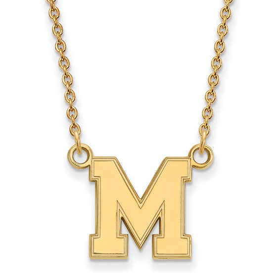 10ky University of Memphis M Small Pendant w/Necklace