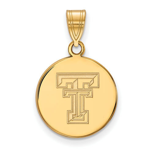 10k Gold LogoArt Texas Tech University T-T Medium Disc Pendant