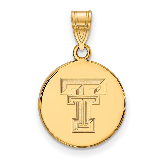 14k Gold LogoArt Texas Tech University T-T Medium Disc Pendant