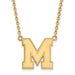 14ky university of Memphis M Large Pendant w/Necklace