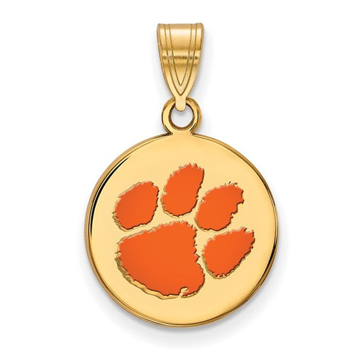 SS w/GP Clemson University Medium Enamel Disc Pendant