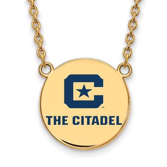 SS w/GP The Citadel Large Enamel Pendant w/Necklace