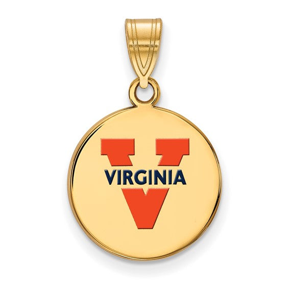 SS w/GP University of Virginia Medium Enamel Disc Text Logo Pendant