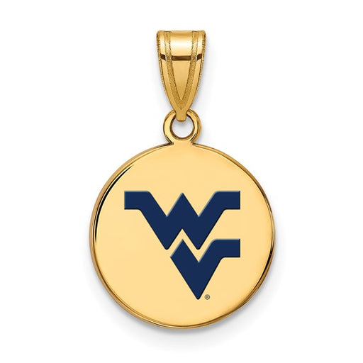 SS w/GP West Virginia U Medium Enamel Disc Pendant