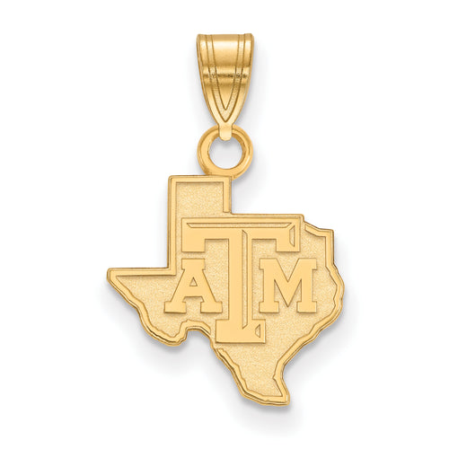 10ky Texas A and M University State Outline Small Pendant