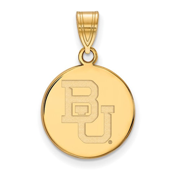 14ky Baylor University Medium Baylor Head Disc Pendant