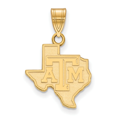 14ky Texas A and M University State Outline Medium Pendant