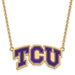 SS w/GP Texas Christian U Large Enamel TCU Pendant w/Necklace