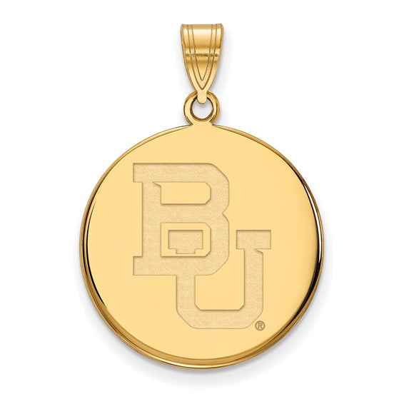 14ky Baylor University Large Baylor Head Disc Pendant