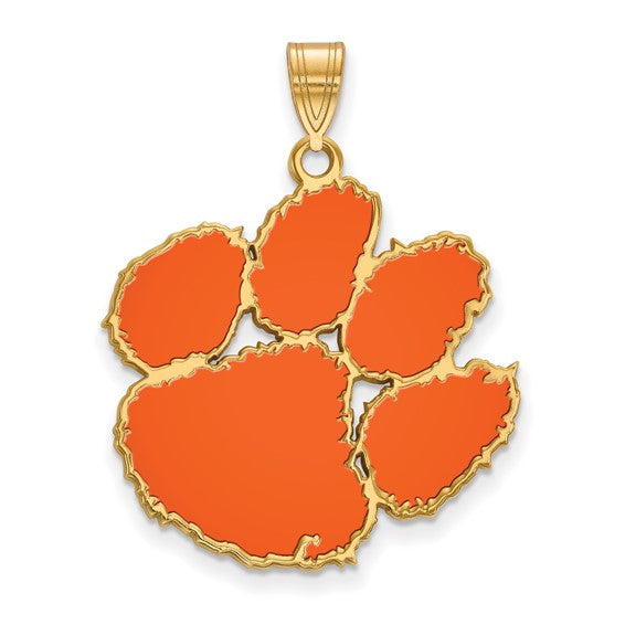 SS w/GP Clemson University XL Enamel Pendant