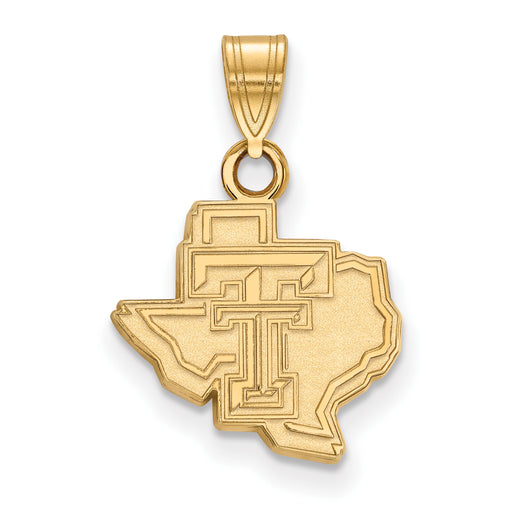 Sterling Silver Gold-plated LogoArt Texas Tech University State Outline Small Pendant