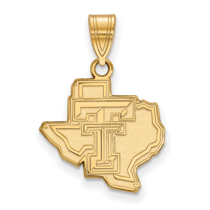 14k Gold LogoArt Texas Tech University State Outline Medium Pendant