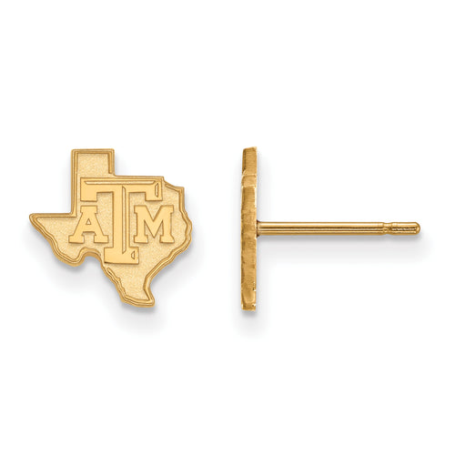 10ky Texas A and M University State Outline Extra Small Post Earrings