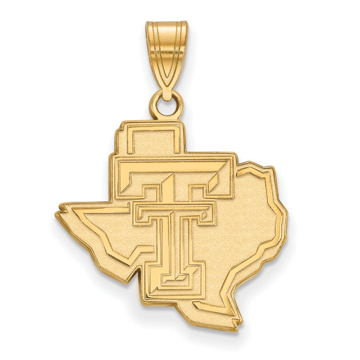 10k Gold LogoArt Texas Tech University State Outline Large Pendant