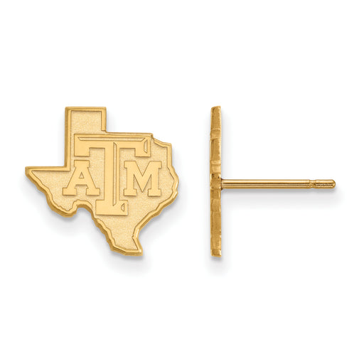 10ky Texas A and M University State Outline Small Post Earrings