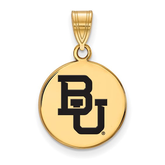 SS w/GP Baylor University Medium Enamel Disc Pendant