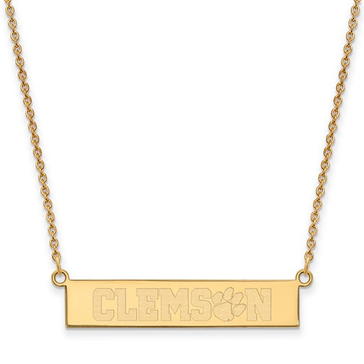 SS w/GP Clemson University Small Bar Necklace