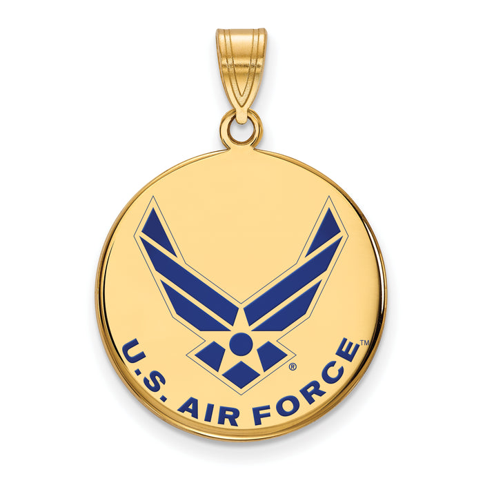 Sterling Silver Gold-plated LogoArt U.S. Air Force Large Enameled Disc Pendant