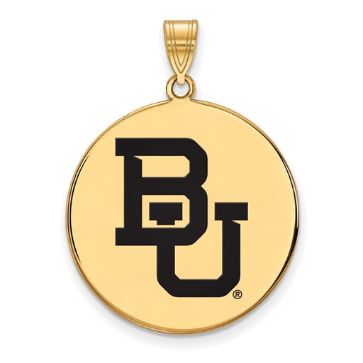 SS w/GP Baylor University XL Enamel Disc Pendant