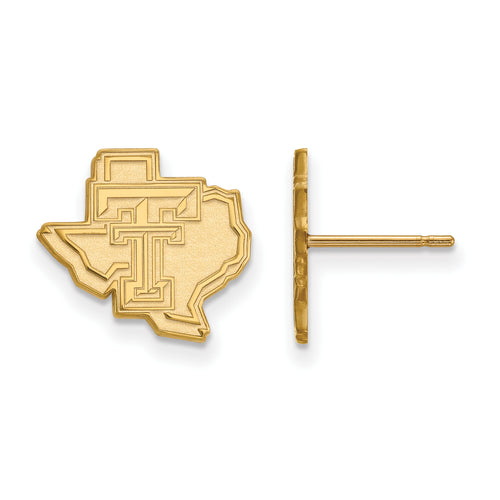 10k Gold LogoArt Texas Tech University State Outline Small Post Earrings