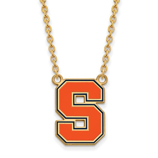 SS w/GP Syracuse U Large Enamel Pendant w/Necklace