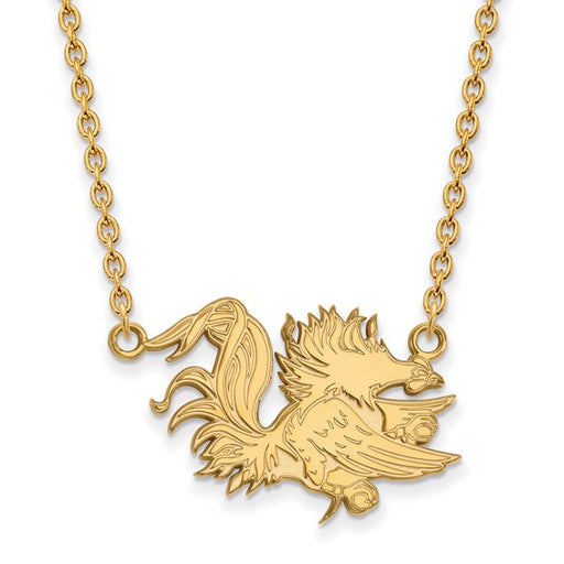 SS w/GP University of South Carolina Large Gamecock Necklace