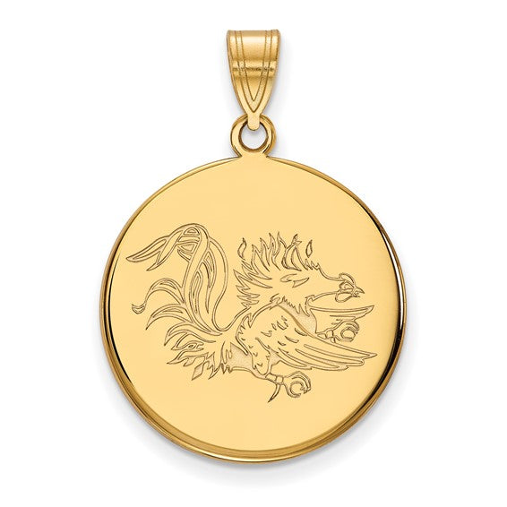 10ky University of South Carolina Large Gamecock Disc Pendant