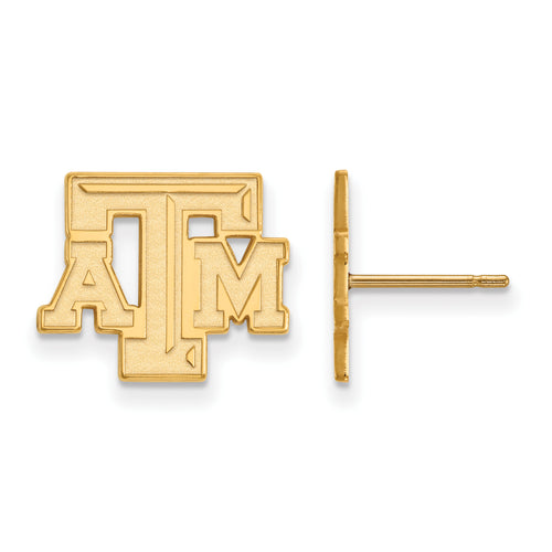 SS w/GP Texas A and M University T-A-M Small Post Earrings