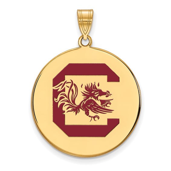 SS w/GP University of South Carolina XL Enamel Disc Pendant