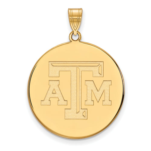 14ky Texas A and M University T-A-M Extra Large Disc Pendant