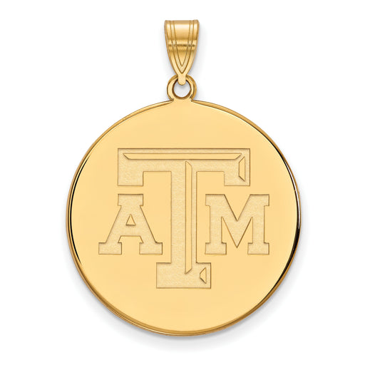 14ky Texas A and M University T-A-M Extra Large Disc Pendant