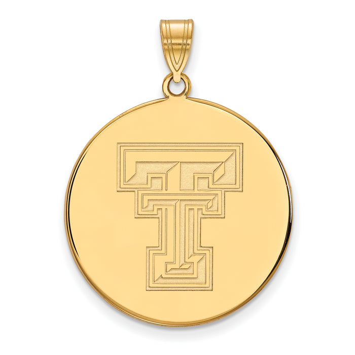 10k Gold LogoArt Texas Tech University T-T Extra Large Disc Pendant