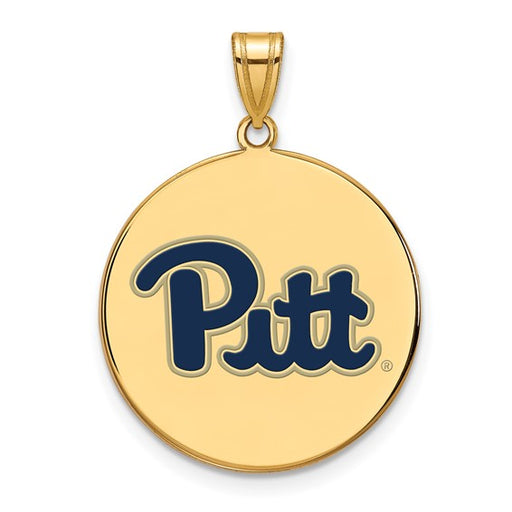 SS w/GP U of Pittsburgh XL Enamel Disc Pendant