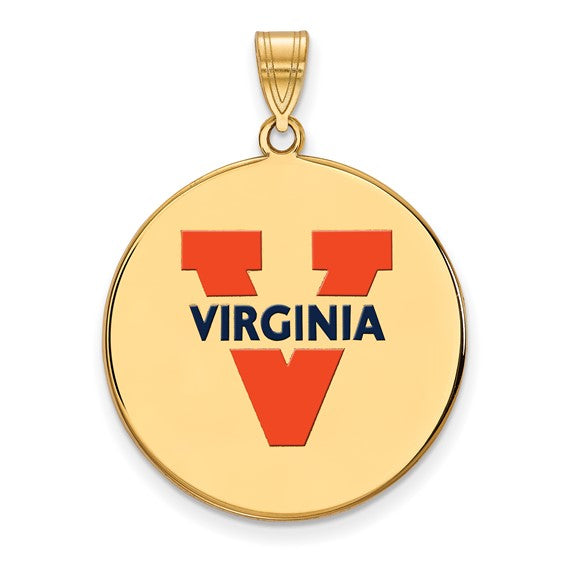 SS w/GP University of Virginia XL Enamel Disc Pendant