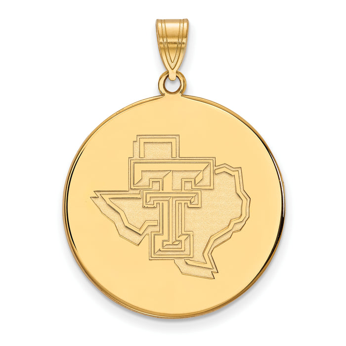 14k Gold LogoArt Texas Tech University State Outline Extra Large Disc Pendant