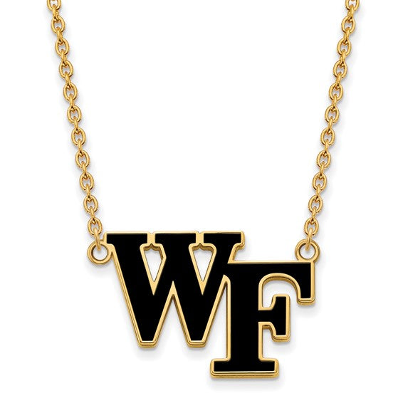 SS w/GP Wake Forest U Large Enamel WF Pendant w/Necklace