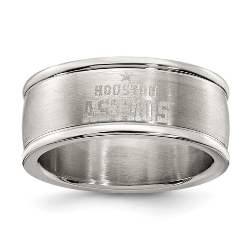 HOUSTON ASTROS STAINLESS STEEL LOGO BAND RING SIZE 7