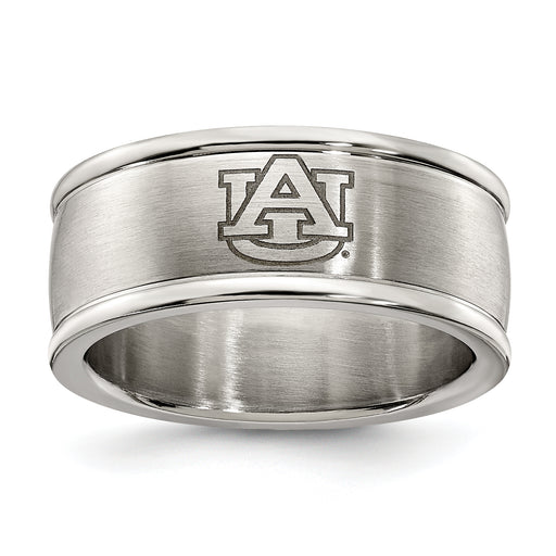 AUBURN UNIV STAINLESS STEEL LOGO BAND RING SIZE 9