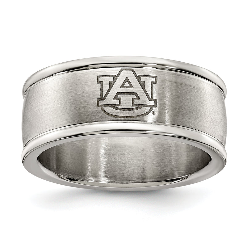 AUBURN UNIV STAINLESS STEEL LOGO BAND RING SIZE 6