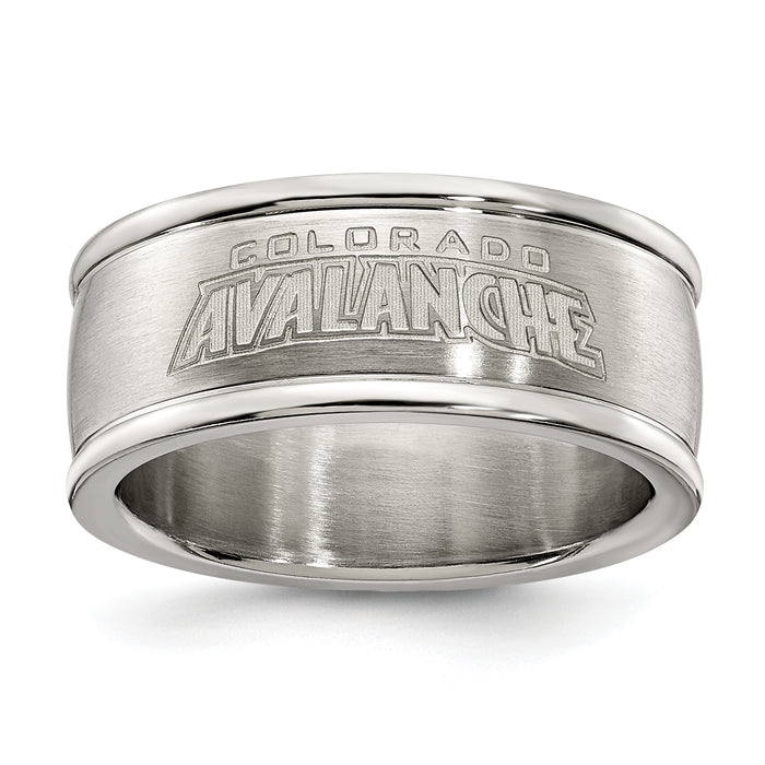 COLORADO AVALANCHE STAINLESS STEEL LOGO BAND RING SIZE 6