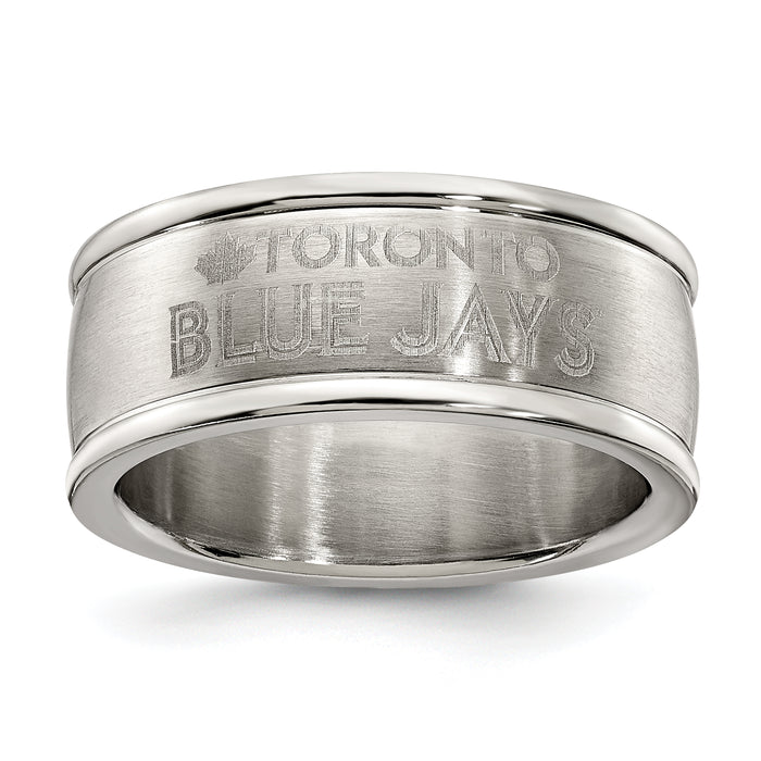 TORONTO BLUE JAYS STAINLESS STEEL LOGO BAND RING SIZE 9