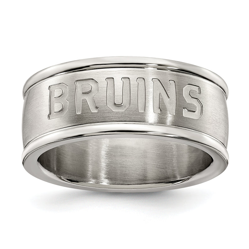 BOSTON BRUINS STAINLESS STEEL LOGO BAND RING SIZE 8