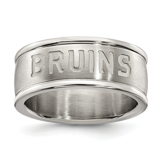 BOSTON BRUINS STAINLESS STEEL LOGO BAND RING SIZE 9