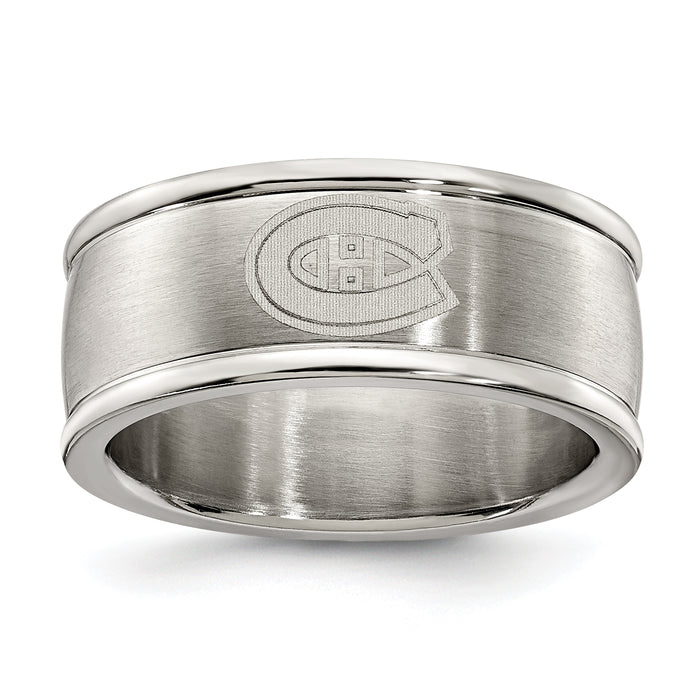 MONTREAL CANADIENS STAINLESS STEEL LOGO BAND RING SIZE 6