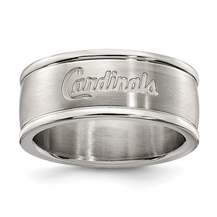 ST LOUIS CARDINALS STAINLESS STEEL LOGO BAND RING SIZE 6