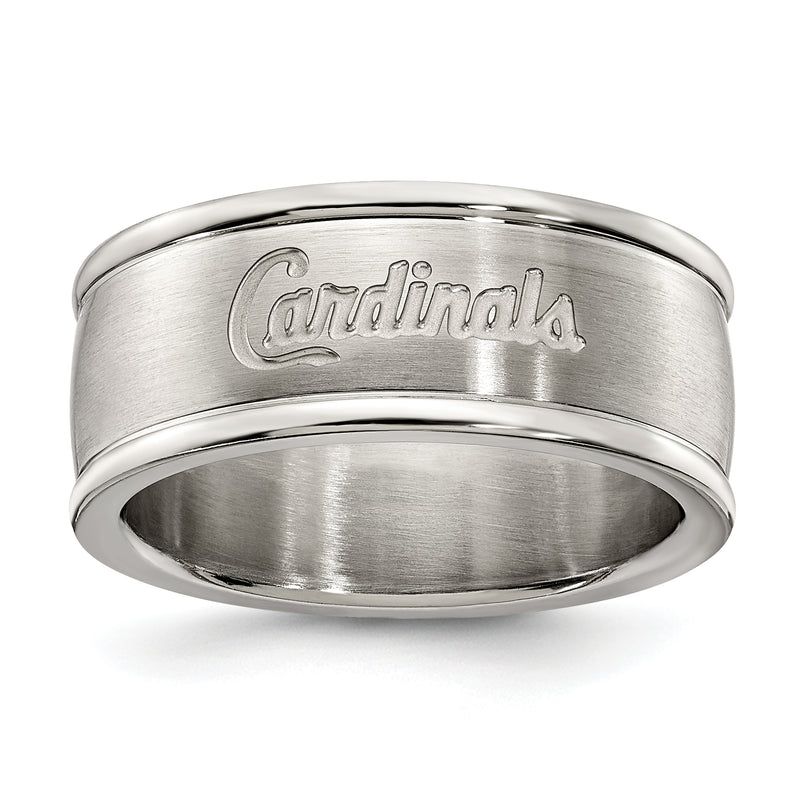ST LOUIS CARDINALS STAINLESS STEEL LOGO BAND RING SIZE 9