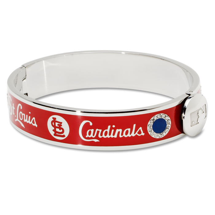 ST. LOUIS CARDINALS HINGED ENAMEL BRACELET W/CRYSTALS