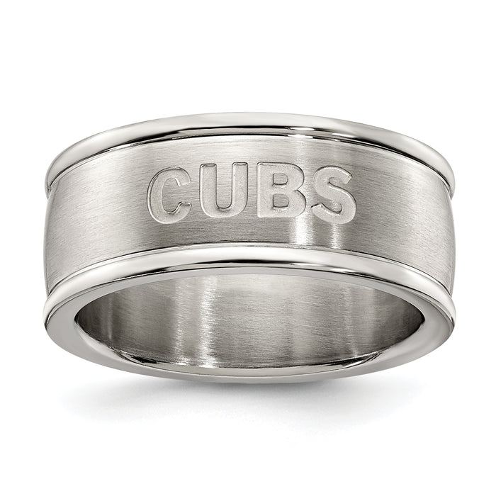 CHICAGO CUBS STAINLESS STEEL LOGOART BAND RING SIZE 8