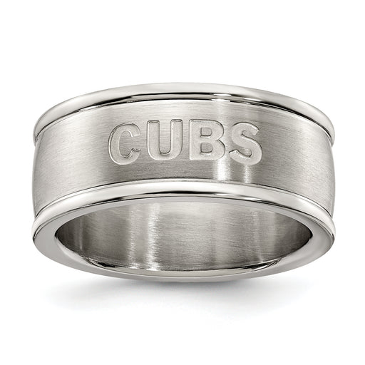 CHICAGO CUBS LOGOART STAINLESS STEEL LOGO BAND RING SIZE 6